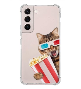 PrintiFy Samsung Galaxy S22 Uyumlu Kedi 1 Baskılı Şeffaf Köşe Korumalı Antişok Kılıf