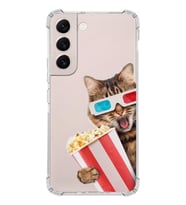 PrintiFy Samsung Galaxy S22 Uyumlu Kedi 1 Baskılı Şeffaf Köşe Korumalı Antişok Kılıf