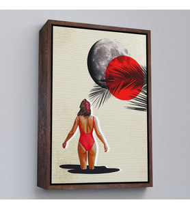 Çerçeveli Mayolu Kadın Pop Art Tablosu (Altın)