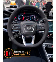 Audi Q3 Dikme Direksiyon Kılıfı Premium Komple Delikli Deri Siyah Dikiş 2018-2026