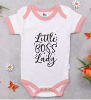 BK Kids Little Boss Lady Tasarımlı Pembe Bebek Body Zıbın-1