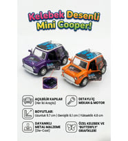 Die-Cast Metal Model Araba Kelebek Desenli Açılabilir Kapılı Mini Klasik Oyuncak Araba 9.7 cm