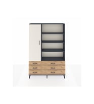 Arges Dolap 8 Raflı 6 Çekmeceli Tek Kapaklı  132x30x195 Antrasit-Aytaşı/Çam