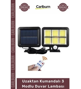 #Solar Aydınlatma 120 Cob Led Solar Panelli Sensörlü Uzaktan Kumandalı 3 Modlu Duvar Lambası