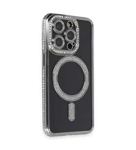 Apple İphone 14 Pro Max Kılıf Joke Simli Magneticsafe Kılıf - Gri