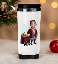 BK Gift Kişiye Özel Erkek Yılbaşı Karikatürlü Çelik Termos Bardak - 12, Yılbaşı Hediyesi, Yeni Yıl Hediyesi