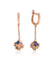 Gümüş Zincirli Renkli Taşlı Küp Küpe