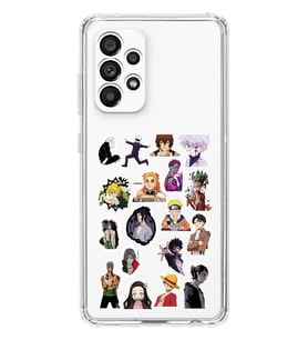 Samsung Galaxy A52 Uyumlu Anime Sticker Tasarımlı Şeffaf Telefon Kılıfı