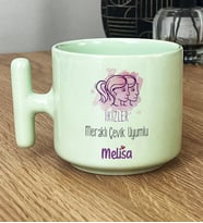 Kişiye Özel İkizler Burcu İsim Yazılı Hediye Pastel T Kupa Doğum Günü Hediyesi (Yeşil)