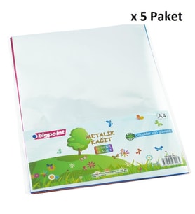 Bigpoint Metalik(Aynalı) Kağıt A4 Karışık 10 Renk - 80 Gram x 5 Paket