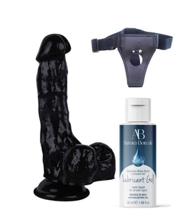Censan Belden Bağlamalı Kayganlaştırıcı Set Noctis 18cm Siyah Dildo No:5
