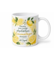 Limon Temalı Baskılı Kupa Bardak Özel Tasarım Hediye Porselen Mug
