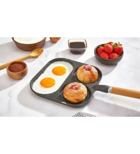 3 Gözlü 3 Bölmeli Çok Amaçlı Omlet Pankek Ergonomik Tava