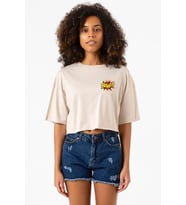 Big Bang Theory Bang Logo Bej Kadın Crop Tshirt