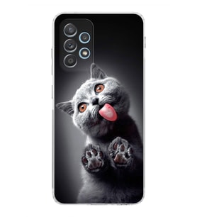 PrintiFy Samsung Galaxy A52 ile Uyumlu Kedi 2 Kamera Korumalı Şeffaf Kılıf