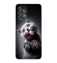 PrintiFy Samsung Galaxy A52 ile Uyumlu Kedi 2 Kamera Korumalı Şeffaf Kılıf
