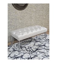 Krom Tel Ayaklı 90 cm Puf Bench - Puf - Bench - Kasalı Oturak - Oturak - Yatak Ucu Puf Krem Renk 90 x 40 Boyut/Ebat (Çok Renkli)