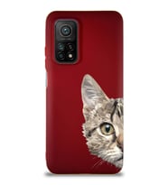 Xiaomi Mi 10T Soft Premier Kapak Catface Tasarımlı Silikon Kılıf - Mürdüm (Şeffaf)