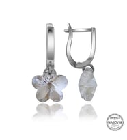 Swarovski Crystal Taşlı Gümüş Beyaz Papatya Sallantılı Kadın Küpe