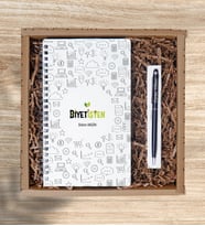 Diyetisyen Ahşap Defter, Kalem Hediye Seti (Beyaz)