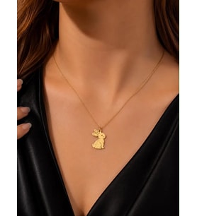Kişiye Özel Tavşan Figürlü Kolye 925K Gümüş (Gold)