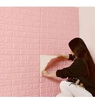 NW03 Pembe Tuğla Arkası Yapışkanlı Esnek Silinebilir Duvar Paneli  (Karışık)