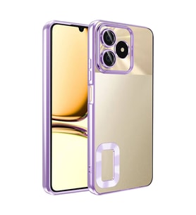 Realme C53 4G Uyumlu Kılıf Silikon Kamera Korumalı Renkli Şeritli Logo Gösteren Zore Omega Kapak
