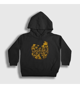 Presmono Unisex Çocuk Siyah Logo V3 Wu Tang Clan Kapüşonlu Sweatshirt 303877tt