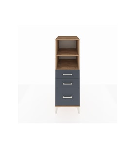 Kronos Dolap 2 Raflı 3 Çekmeceli 44x59x134 Çam-Antrasit