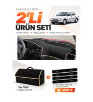 e-biz TOYOTA COROLLA EFSANE KASA (1991-1997) Uyumlu Torpido + Tay Tüyü Çanta - Siyah-Bej - TO012