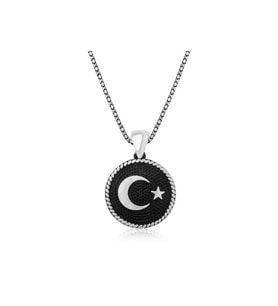 925 Ayar Gümüş Ay Yıldız Erkek Kolye