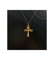 Gold Kaplama Scarab Ankh Gümüş Kolye