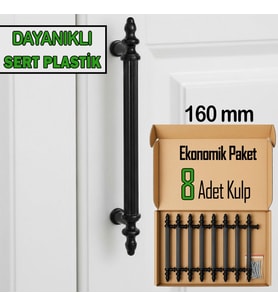 8 Adet Sert Plastik Polavit Siyah 160 Mm Mobilya Mutfak Çekmece Dolap Dolabı Kulpu Kulbu Kulpları