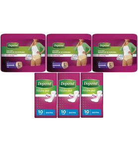Depend Emici Külot Lohusa Pedi Large - Büyük Kadın (10 Lu)+Mesane Pedi Kadın Ekstra (10 Lu) 6 Lı Set