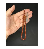 SEVGİLİYE ÖZEL HEDİYE TOZ KEHRİBAR TESBİH AÇIK KAHVERENGİ RENKLİ KAPSÜL KESİM 10,5MMX7MM H-1574.