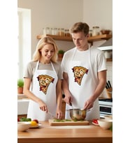 Unisex Mutfak Önlüğü Şeytani Pizza Dilimi Baskılı Karanlık Mizah Tarzı Rahat Kesim Günlük Modern