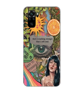 Redmi Note 10/Note 10S Uyumlu Vintage Kolaj Desenli Şeffaf Telefon Kılıfı