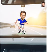 Kişiye Özel Karikatürlü Futbolcu Ahşap Araba Dikiz Ayna Süsü