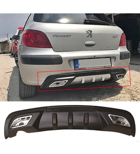 Peugeot 307 Difüzör Difizör Siyah + Kare Egzoz Görünüm C Tip