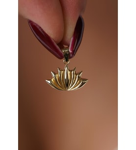 14 Ayar Altın Mini Lotus Çiçeği Kolye Ucu (Sarı)