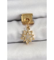 316L Çelik Sallantılı Zirkon Taşlı Yıldız Model Gold Renk Nomination Charm 58 - SSSSSS2785-3