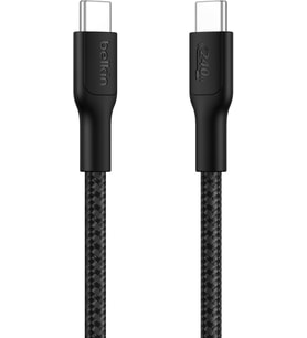Eco Örgülü USB-C - USB-C Kablosu, 1 m, 240 W, Yumuşak, Esnek Hızlı Şarj Kablosu, iPhone 16, Galaxy S25, Pixel 9, MacBook, iPad Pro ve Daha Fazlası için Tip-C Şarj Kablosu - Siyah (USB 2.0)