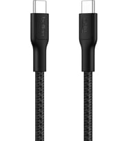 Eco Örgülü USB-C - USB-C Kablosu, 1 m, 240 W, Yumuşak, Esnek Hızlı Şarj Kablosu, iPhone 16, Galaxy S25, Pixel 9, MacBook, iPad Pro ve Daha Fazlası için Tip-C Şarj Kablosu - Siyah (USB 2.0)