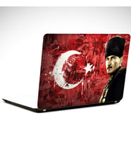 Atatürk Madalya ve Bayrak Laptop Sticker 10 İnch (25X19CM)