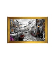 Manzara Temalı Kanvas Tablo 80 x 110 cm Gold Çerçeve