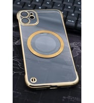 iPhone 11 Uyumlu Altın Sarı Gold Renkli İnce Kenarlı Şeffaf Sert Kapak Kılıf