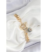 Pirinç Nazar Model Zirkon Taşlı Gold Renk VİP Seri Kadın Bileklik 5886 - GLST6198-1729
