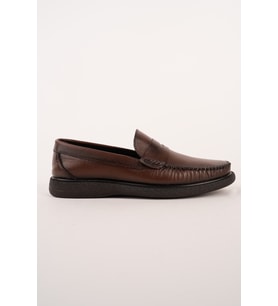 Muggo GENTZ Hakiki Deri Rahat Taban Erkek Günlük Klasik Loafer Ayakkabı (Kahverengi)