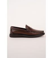 Muggo GENTZ Hakiki Deri Rahat Taban Erkek Günlük Klasik Loafer Ayakkabı (Kahverengi)