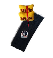 Tofaş Torpido Koruyucu Halı & Uzun Tüylü Siyah Peluş Torpido Örtüsü & Havlusu / Sarı Polar Boyun Yastık